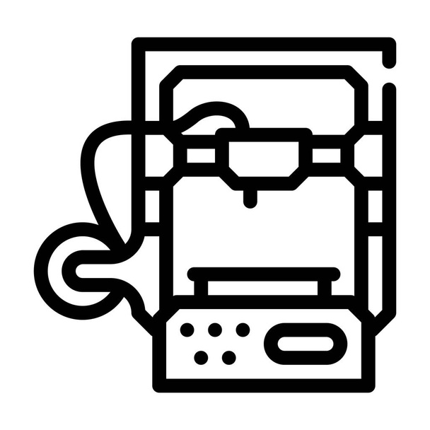 3d impresora línea icono vector ilustración plana - Vector, Imagen