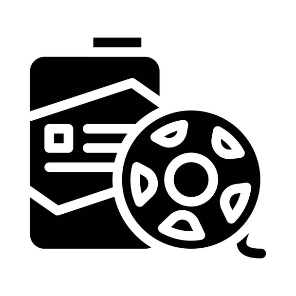 bobine e barattolo con illustrazione vettoriale icona del glifo del fotopolimero - Vettoriali, immagini