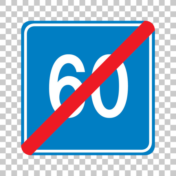 Modrá minimální rychlostní limit 60 silniční značka izolované na průhledném pozadí ilustrace - Vektor, obrázek