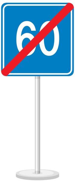 Blauwe minimum snelheid limiet 60 verkeersteken geïsoleerd op witte achtergrond illustratie - Vector, afbeelding