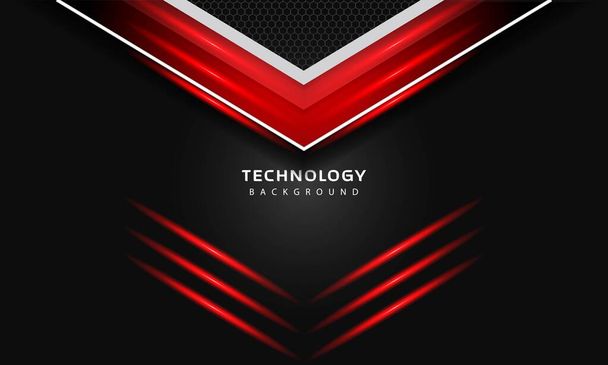 3Dオーバーラップ層効果と赤い色の光の装飾。現代のテクノロジーデザインテンプレート. - ベクター画像