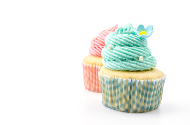 Vainilla cupcakes aislado fondo blanco
 - Foto, Imagen