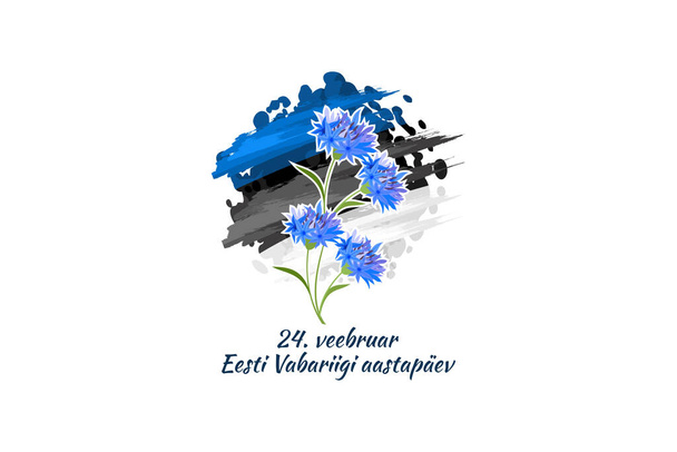 24 Φεβρουαρίου, Ημέρα Ανεξαρτησίας της Εσθονίας, με την εθνική απεικόνιση φορέων λουλουδιών. Κατάλληλο για ευχετήρια κάρτα και banner - Διάνυσμα, εικόνα
