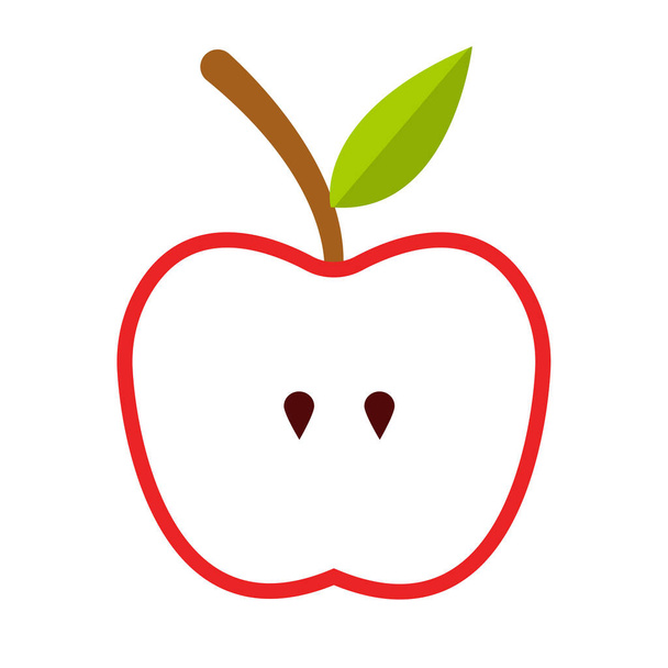 Manzana roja con ilustración de hojas. - Foto, Imagen