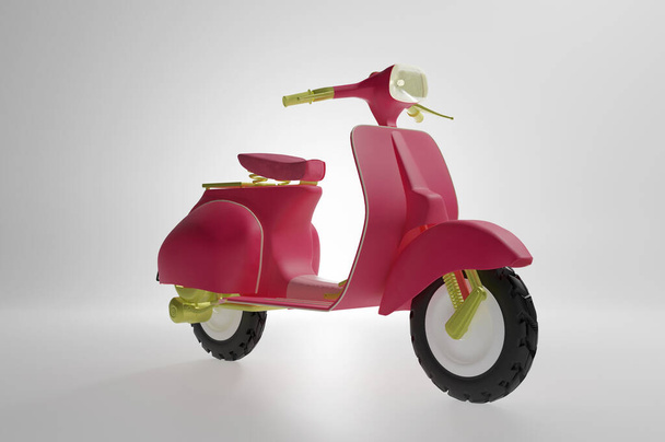 Pink Scooter on white background - 3d renting, Concept valentine's day, Delivery foods - Фото, зображення