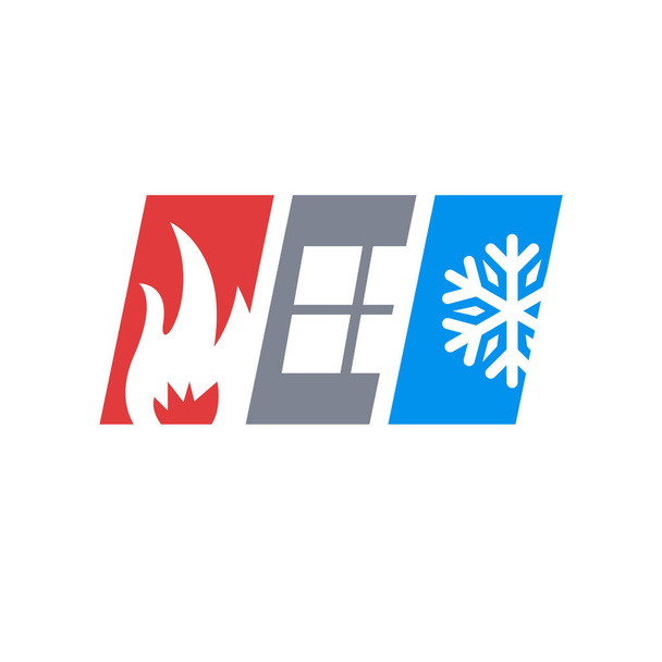 combination of fire roof wrench and snow flakes icon for hvac logo design vector business company - Vector, Image
