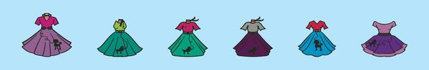 set of poodle skirt cartoon icon design template with various models. modern vector illustration isolated on blue background - Vector, Image