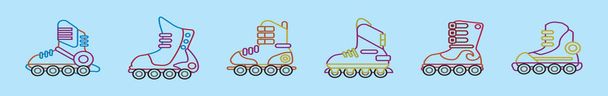Set von Rollerblade-Cartoon-Design-Vorlage mit verschiedenen Modellen. moderne Vektordarstellung isoliert auf blauem Hintergrund - Vektor, Bild