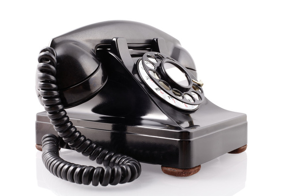 Vintage black rotary phone (with clipping path) - Photo, Image
