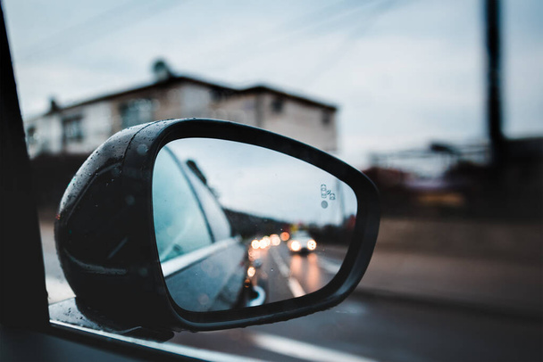 view of the side mirror in a passenger car - Photo, Image