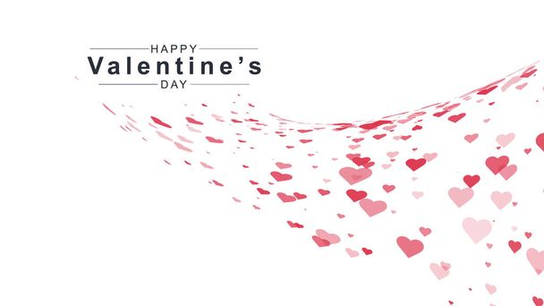 Valentijnsdag achtergrond met hartpatroon en typografie Happy Valentines Day tekst op witte achtergrond. Vector illustratie. Romantisch citaat briefkaart, ansichtkaart, uitnodiging, banner sjabloon. - Vector, afbeelding