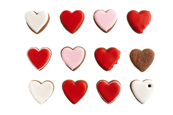 Background from heart shaped gingerbread. Isolate. Valentines Day. Mothers day - Photo, Image
