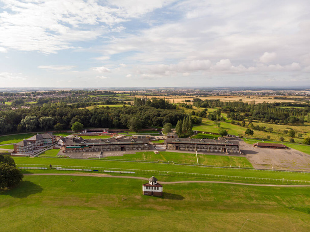 Aerial photo of the race course located in the Wakefield town of Pontefract in West Yorkshire in the UK - Photo, Image