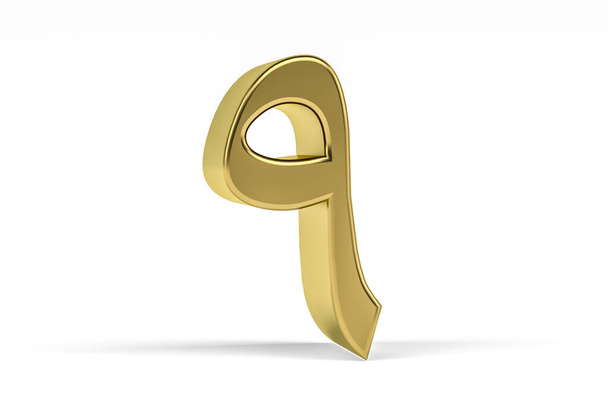 Chiffre arabe doré - Chiffre arabe tridimensionnel sur fond blanc - Traduction : chiffre "9" - rendu 3d - Photo, image