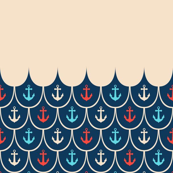 Sea card template with anchor. - Vector, Image