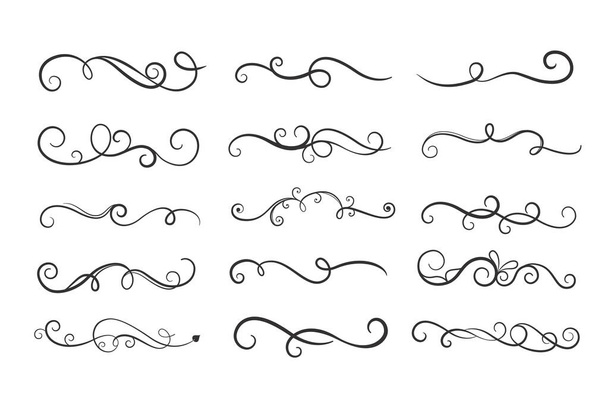 ornamental floral curls borders mega set - Vector, imagen
