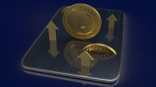 χρυσό dogecoin στο tablet για cryptocurrency 3d απόδοση - Φωτογραφία, εικόνα