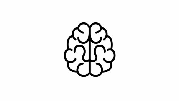 Animated symbol of brain. Concept of idea and creative. Line vector illustration isolated on white background. - Footage, Video