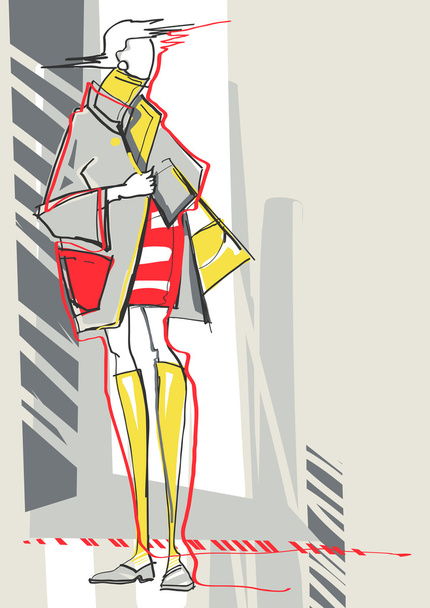 Fashion woman. Sketch - Vector, Image