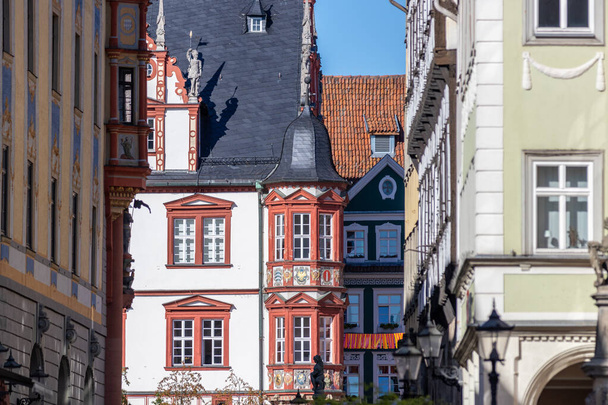 Multicolored house facades in Coburg, Bavaria nearby the marketplace - Photo, Image