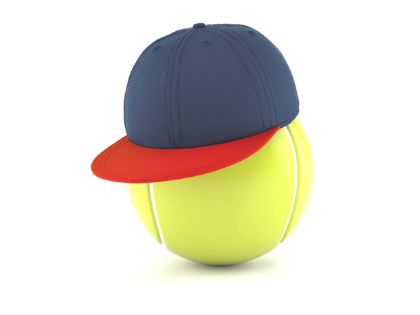 Balle de tennis avec casquette de baseball - Photo, image