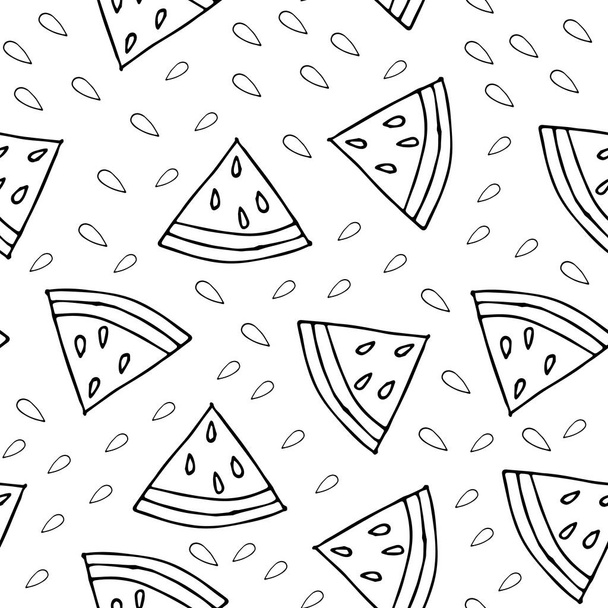 Doodle watermelon seamless pattern. hand drawn of a watermelon background Vector illustration - Vecteur, image