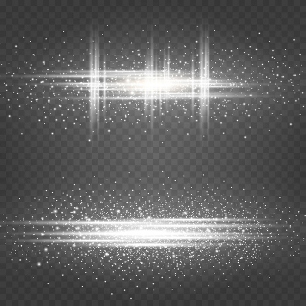 Efecto de iluminación elegante abstracto sobre fondo negro. Brillante polvo luminoso y resplandor. Explosión de luz intermitente. Ilustración vectorial EPS 10 - Vector, Imagen