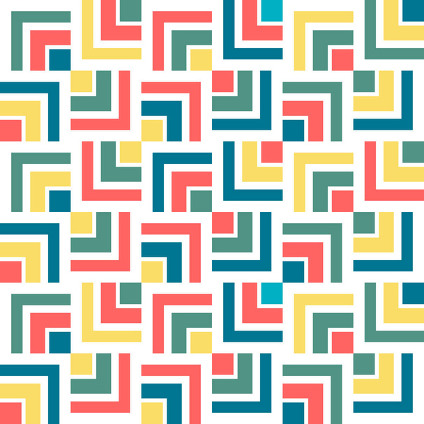 Retro colores esquina forma diseño patrón inconsútil colorido - Vector, imagen