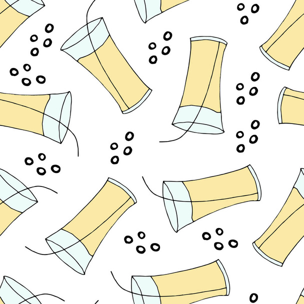 a glass of doodle juice seamless pattern. hand drawn of a glass of doodle juice isolated on a white background. Vector illustration sticker, icon, design element - Wektor, obraz