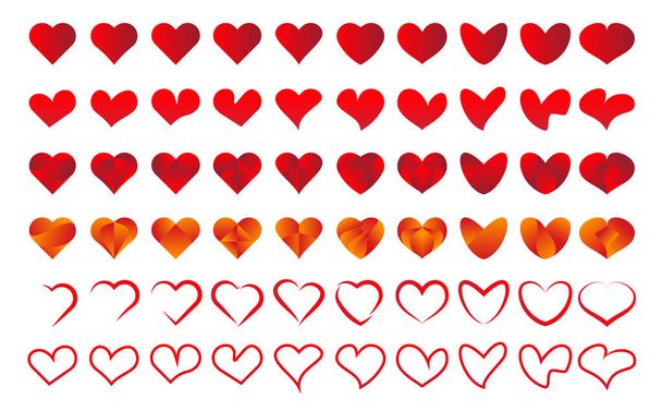 Set von Herz-Symbol für schönen Tag der Liebe. Herz oder Liebe Rot Farbvektorset für Hochzeit, Valentinstag oder jeden romantischen Moment. - Vektor, Bild
