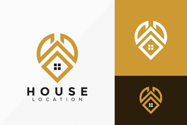 Ubicación del hogar con logotipo de marcador de casa y mapa Diseño, Logos minimalistas Diseños Plantilla de ilustración vectorial - Vector, imagen