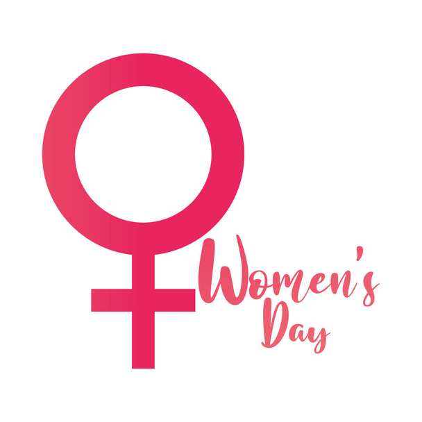 womens day handwritten lettering and gender female symbol white background - Vector, Image