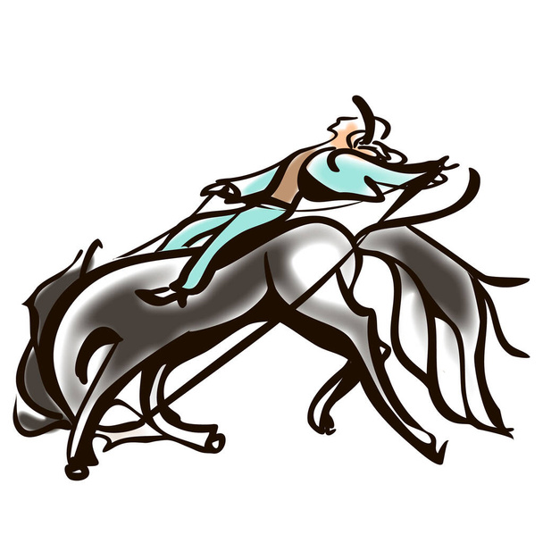 horse with women - Vector, Image