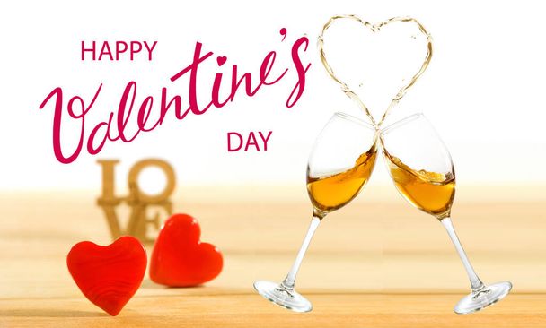 Happy Valentine's Day. Romantic banner. Decoration of beautiful flowers - Foto, imagen