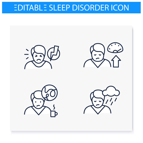  睡眠障害ラインのアイコンセット - ベクター画像