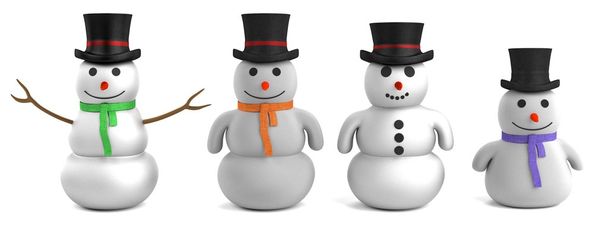 realistische 3d render van sneeuwmannen - Foto, afbeelding