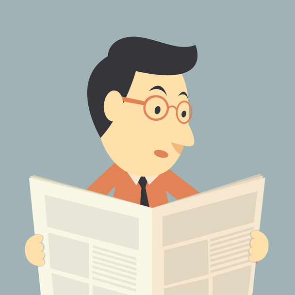 Businessman reading a newspaper - Vector, Image