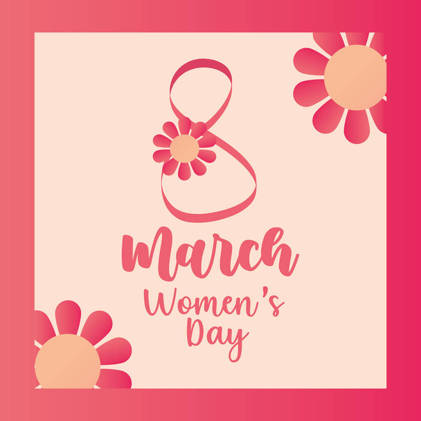 vrouwen dag wenskaart 8 maart bloemen viering - Vector, afbeelding
