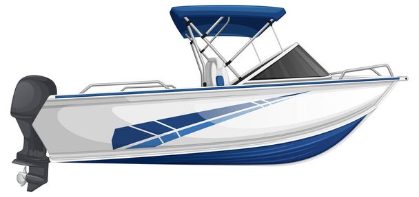 Velocidade barco ou barco a motor isolado em fundo branco ilustração - Vetor, Imagem