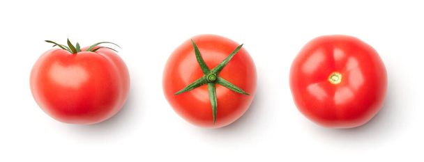 Colección de tomates rojos aislados sobre fondo blanco. Conjunto de múltiples imágenes. Parte de la serie - Foto, imagen