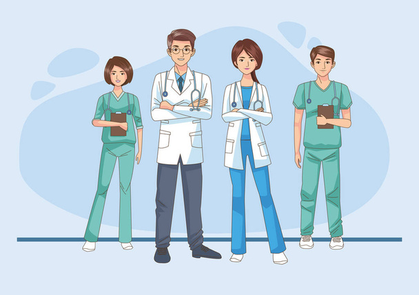 szakemberek orvosok sztetoszkópos karakterek - Vektor, kép