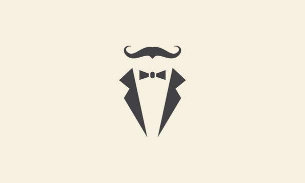 silhouette suit with mustache logo symbol icon vector graphic design illustration - Vector, Image