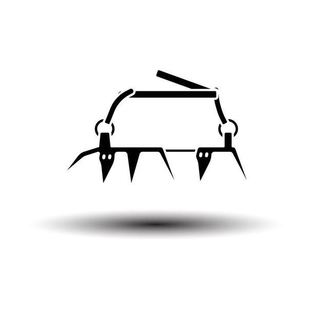 Икона Альпиниста Крампона. Чёрный на белом фоне с тенью. Векторная миграция. - Вектор,изображение