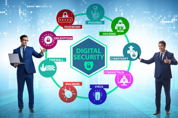 Concepto de seguridad digital con elementos clave - Foto, imagen