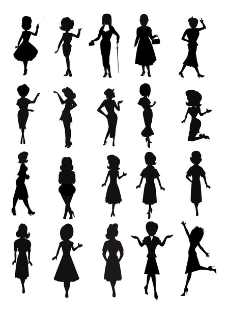 Women of fashion in silhouette collection - Vector, afbeelding
