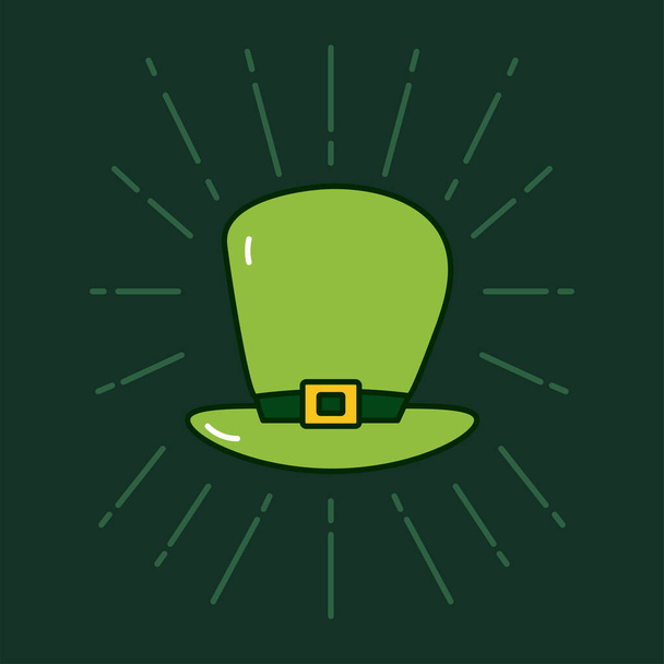 leprechaun tophat st patricks day in green background - Vector, Image