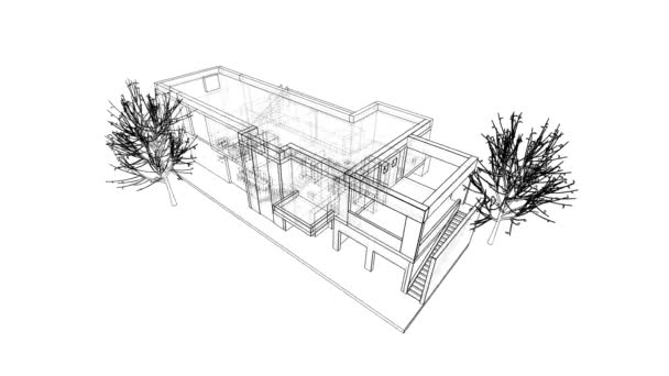 движущийся 3D графический минималистичный архитектурный проект - Кадры, видео