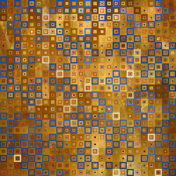 Muster aus Quadraten auf goldenem Hintergrund - Foto, Bild