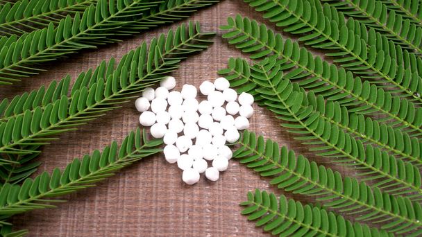 Detailní záběr homeopatického léku složeného z pilulek a lahvičky obsahující tekutou homeopatickou látku. - Fotografie, Obrázek