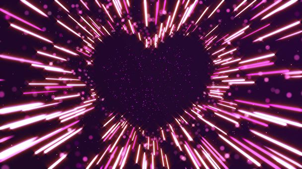 luces de neón amor corazón y romántica abstracta brillo partículas - Foto, Imagen
